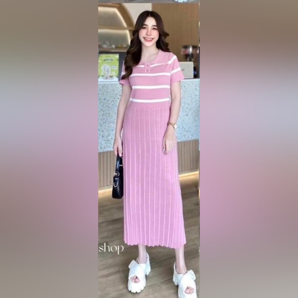 Kookai Knitted Button Up Dress